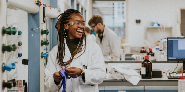 Engineering Biology researchers working in a laboratory. Image credit: Felix Russell-Saw